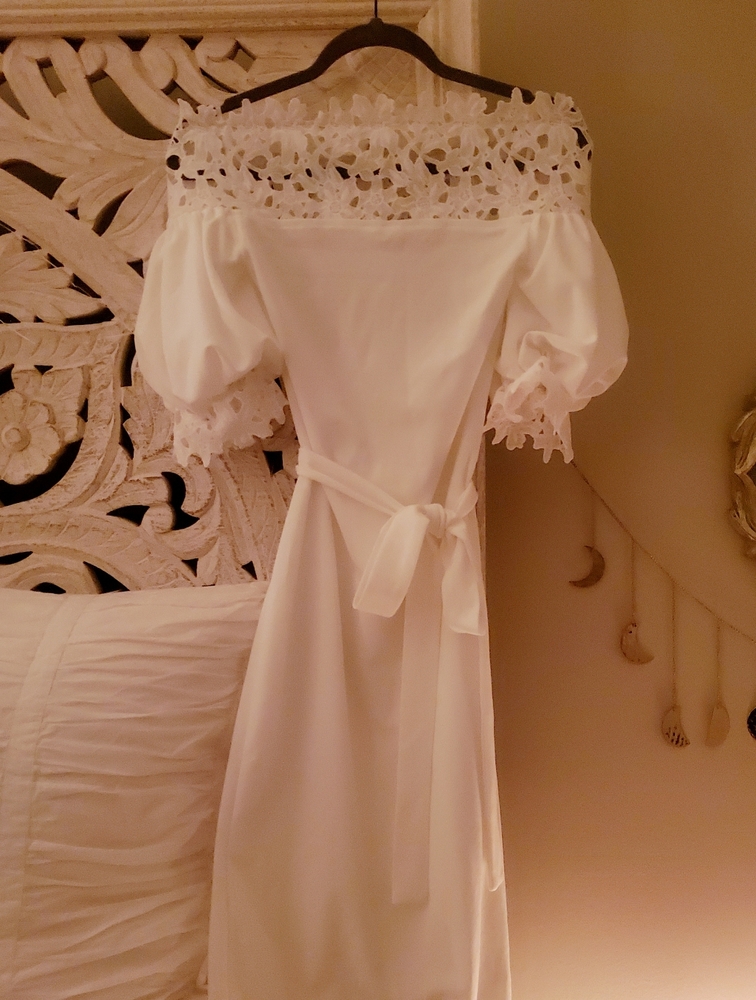 BRAND NEW laser cut off the shoulder dress